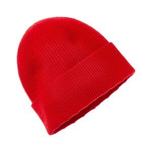 Amicale Cashmere Cuffed Rib Knit Cashmere Hat, Red